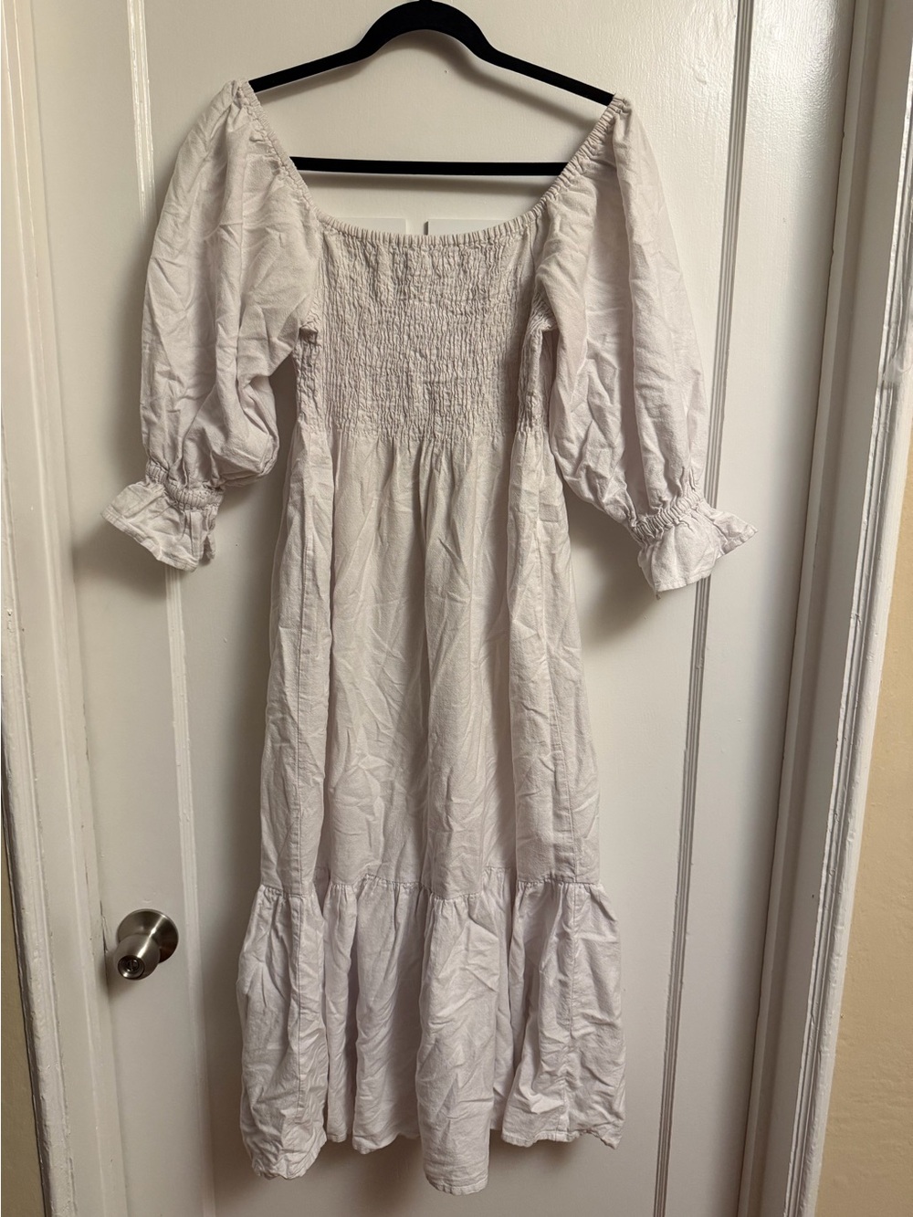 Aura White Puff-Sleeve Maxi Dress